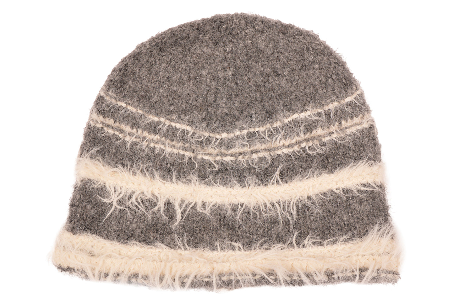 GY STRIPE FRAY KNIT HAT