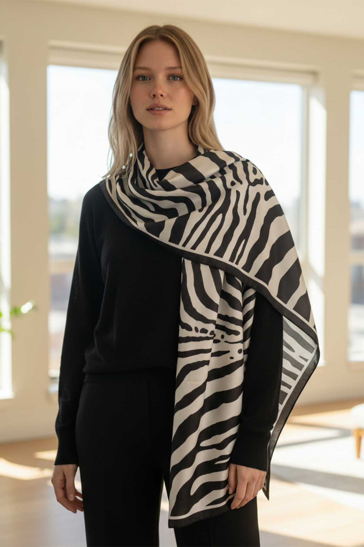 BK 35.5" CONTESSA ZEBRA SCARF
