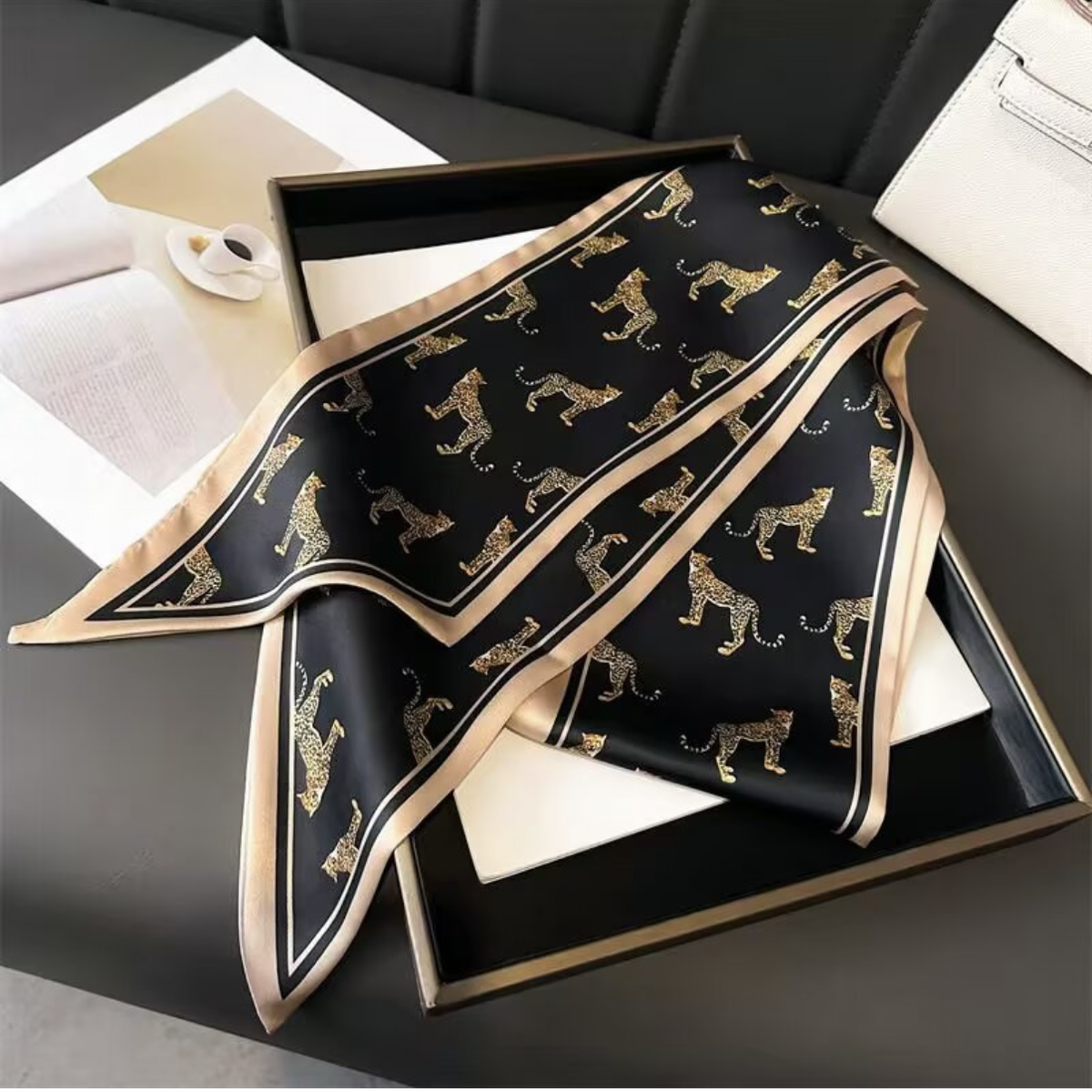 Tiger Print Skinny Scarf 5x57"