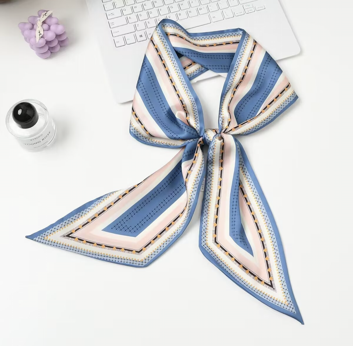 Bl Geometric Skinny Scarf 5x57"