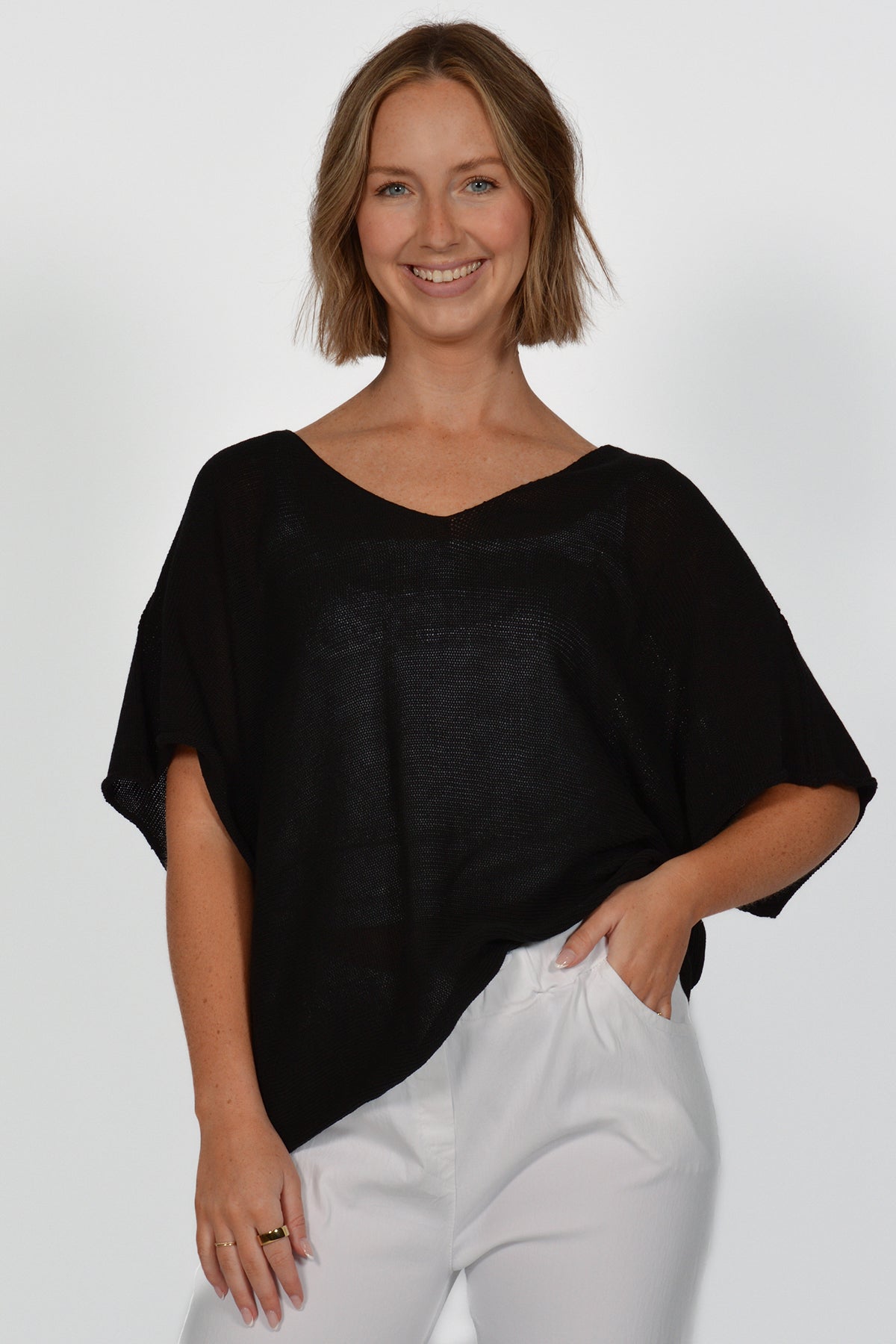 Short Sleeve Vneck Cotton Top