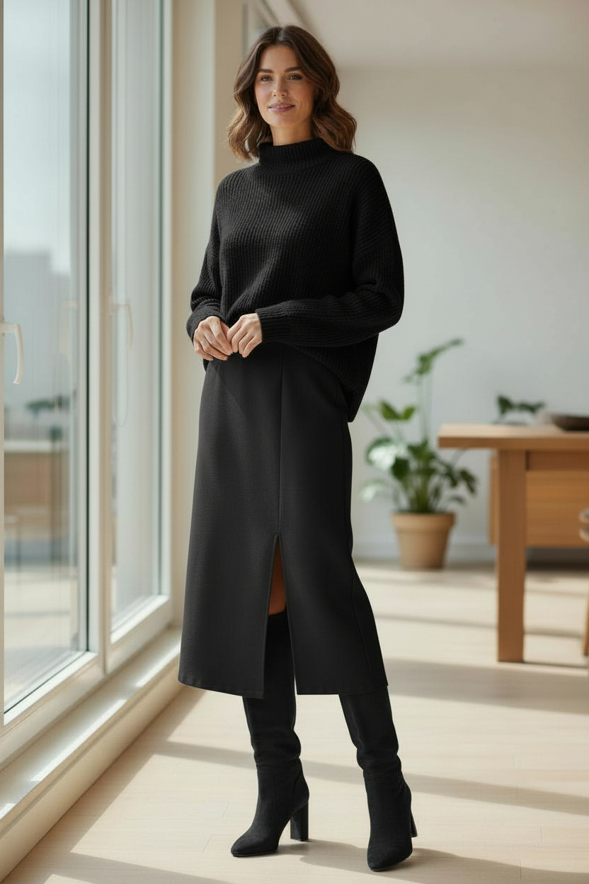 BK SCUBA SKIRT W/SLIT