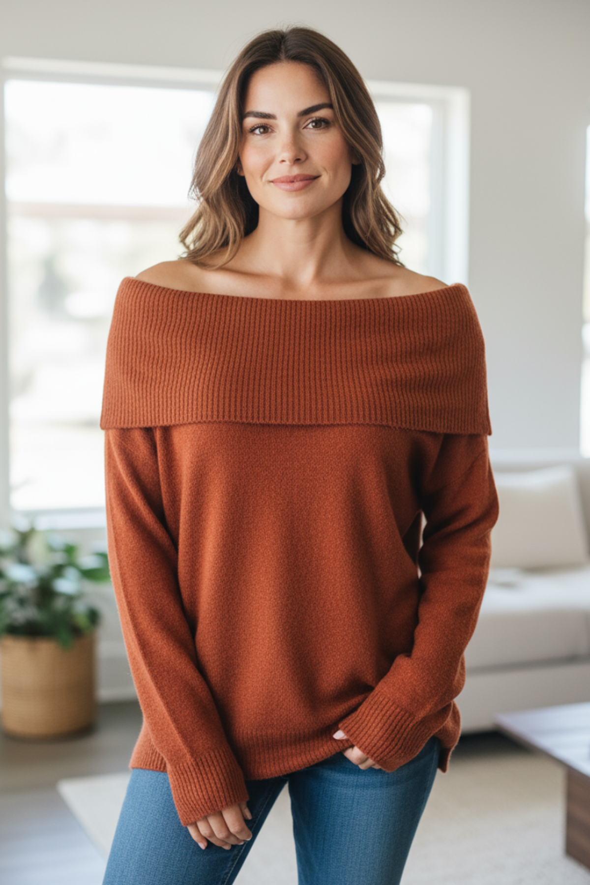 RU COWL NECK SWEATER
