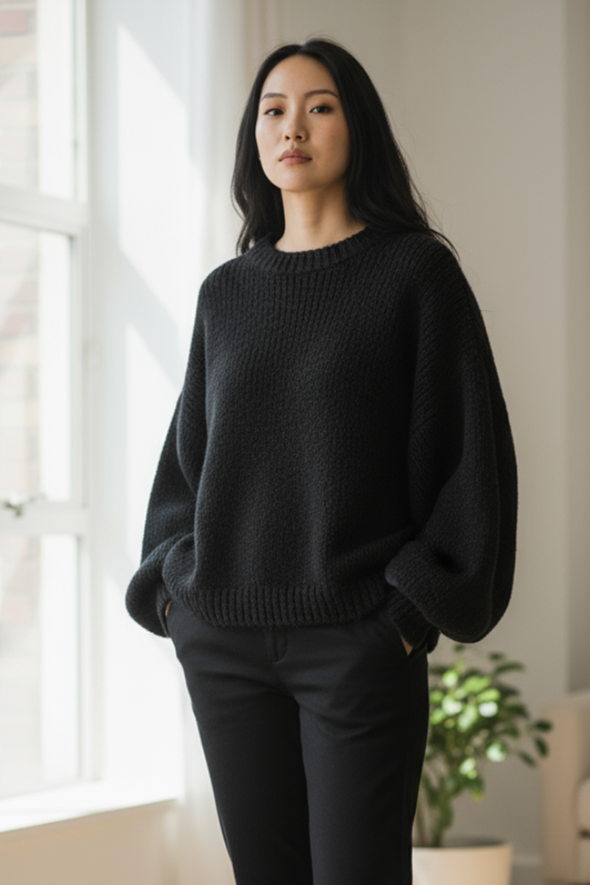 BK CHUNKY KNIT CREW SWEATER