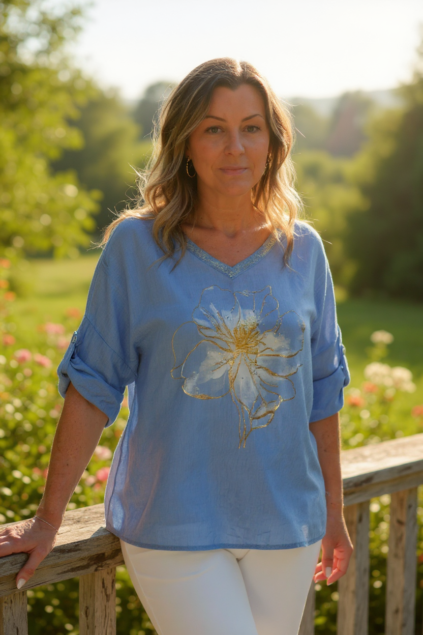 Gold Leaf Flower Top