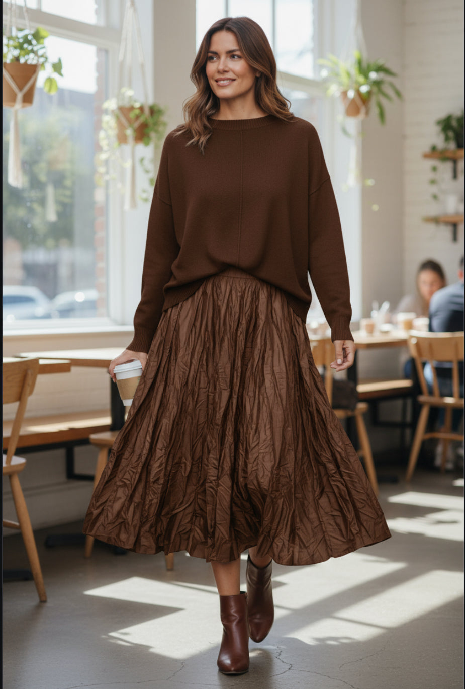 BR CRINKLE SATIN SKIRT