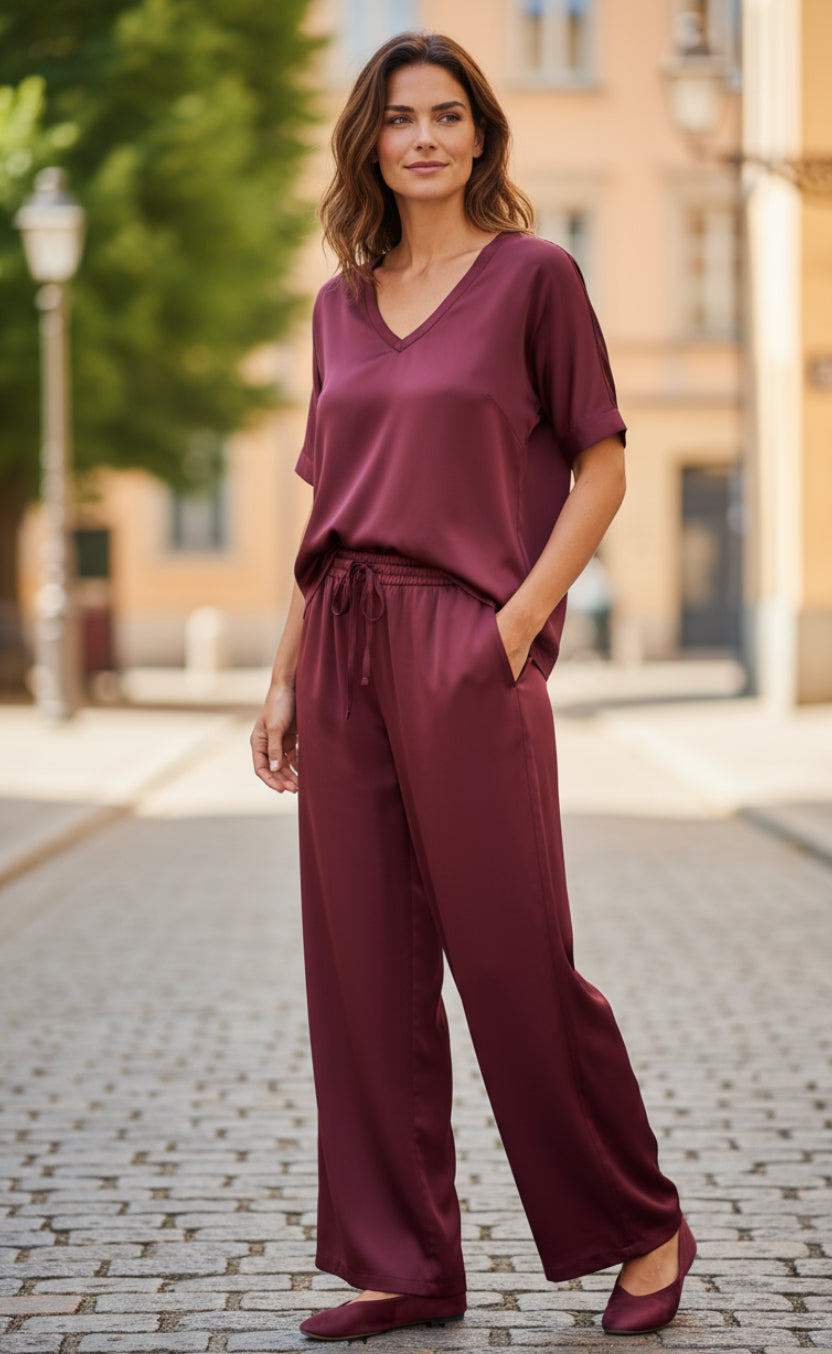 BU SATIN TIE WAIST PANT