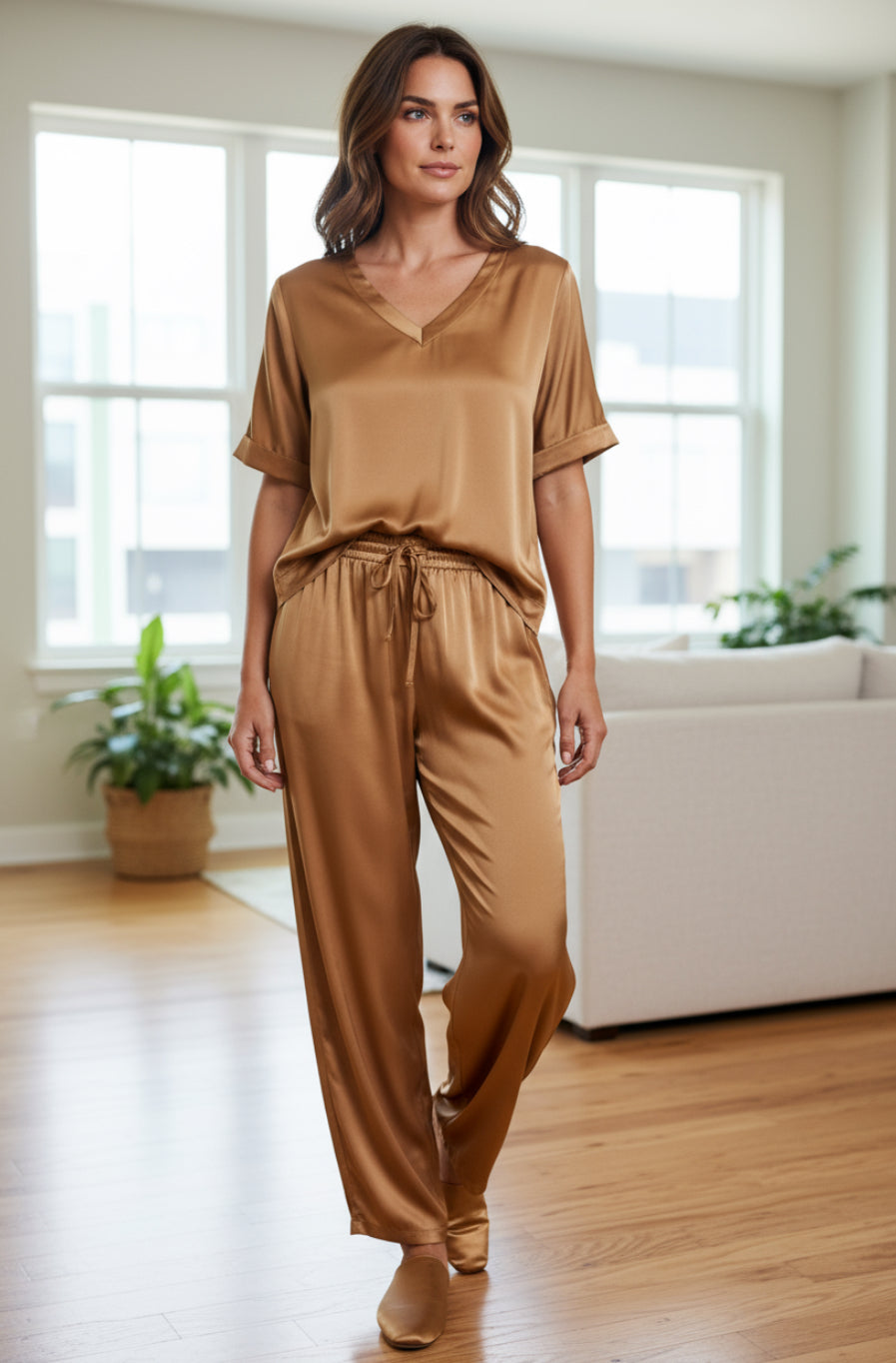 CA SATIN TIE WAIST PANT