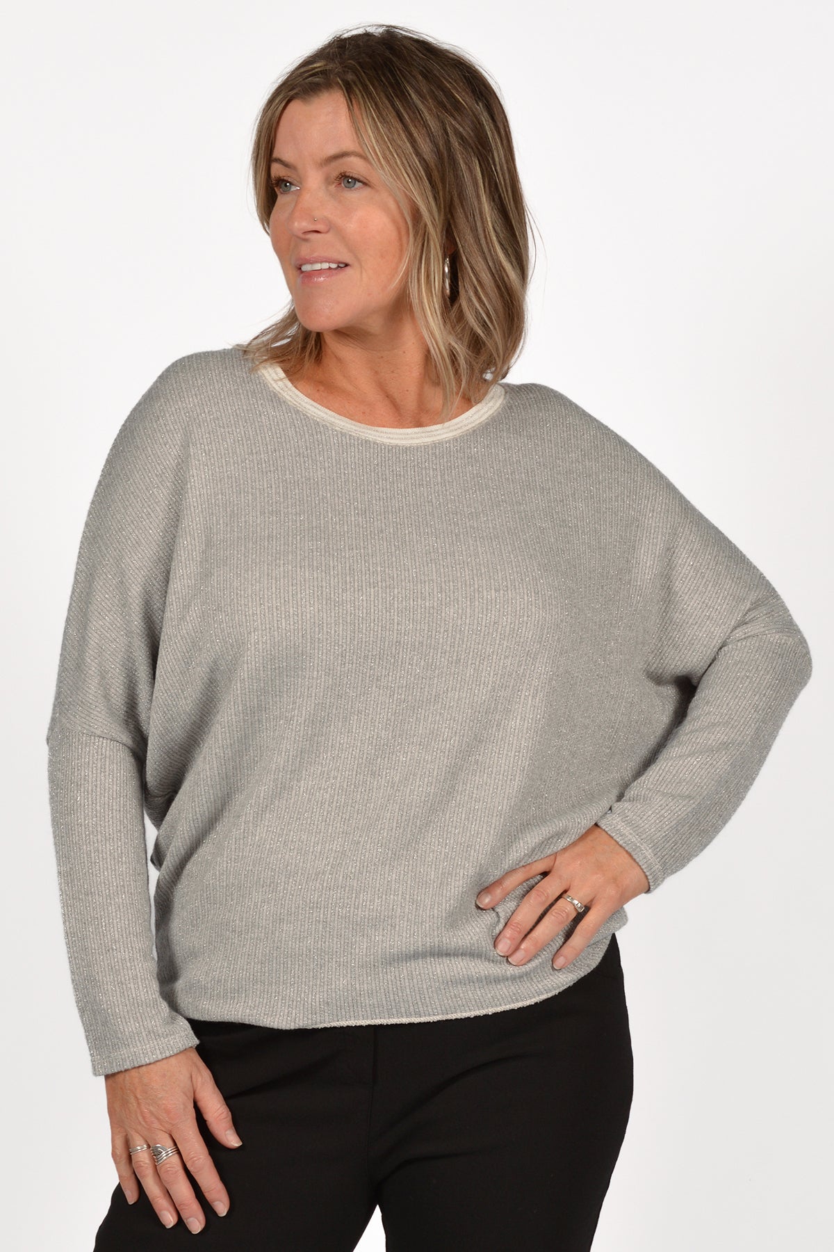 LGY GLITTER STRIPE KNIT TOP