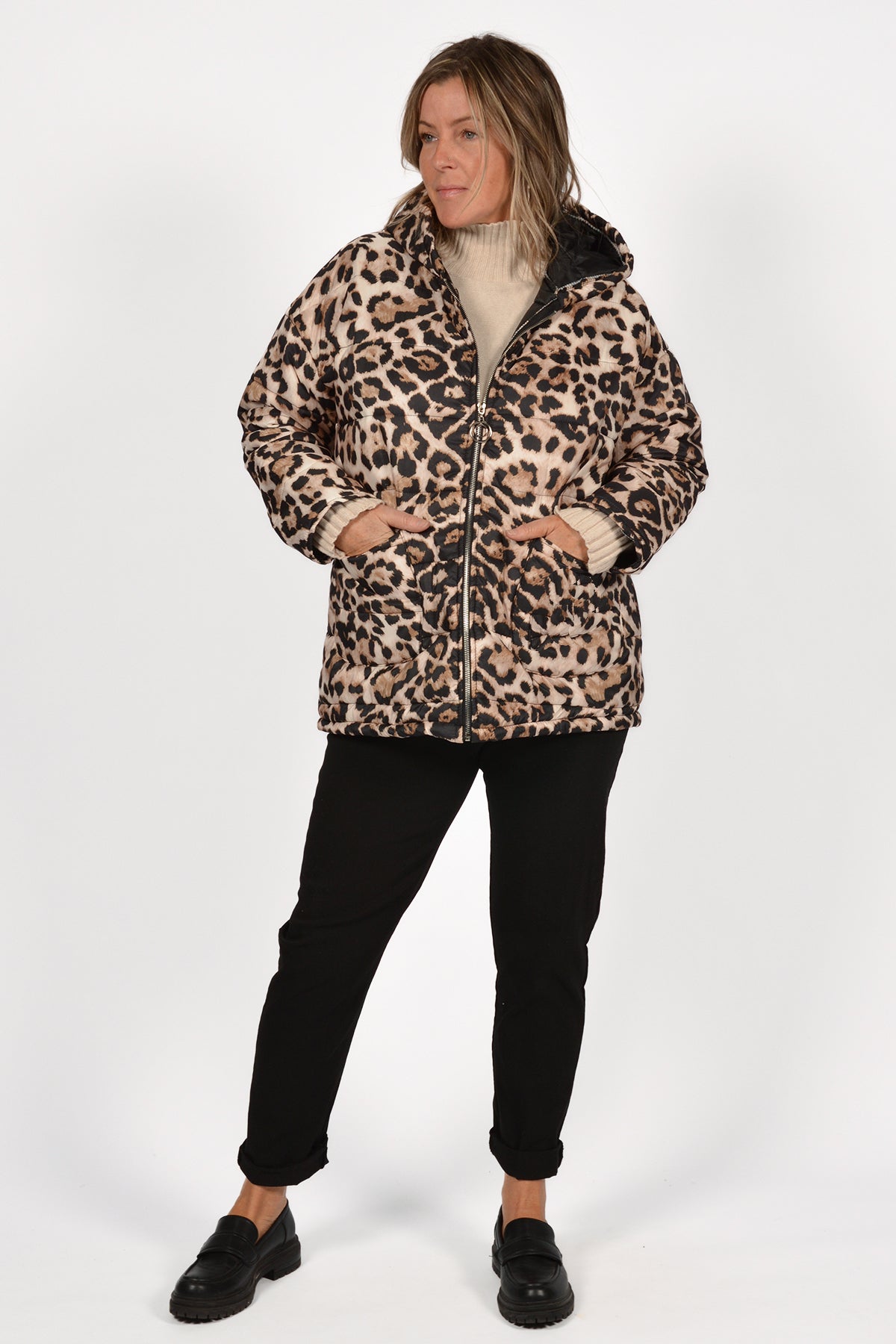 BE LEOPARD PUFFER COAT