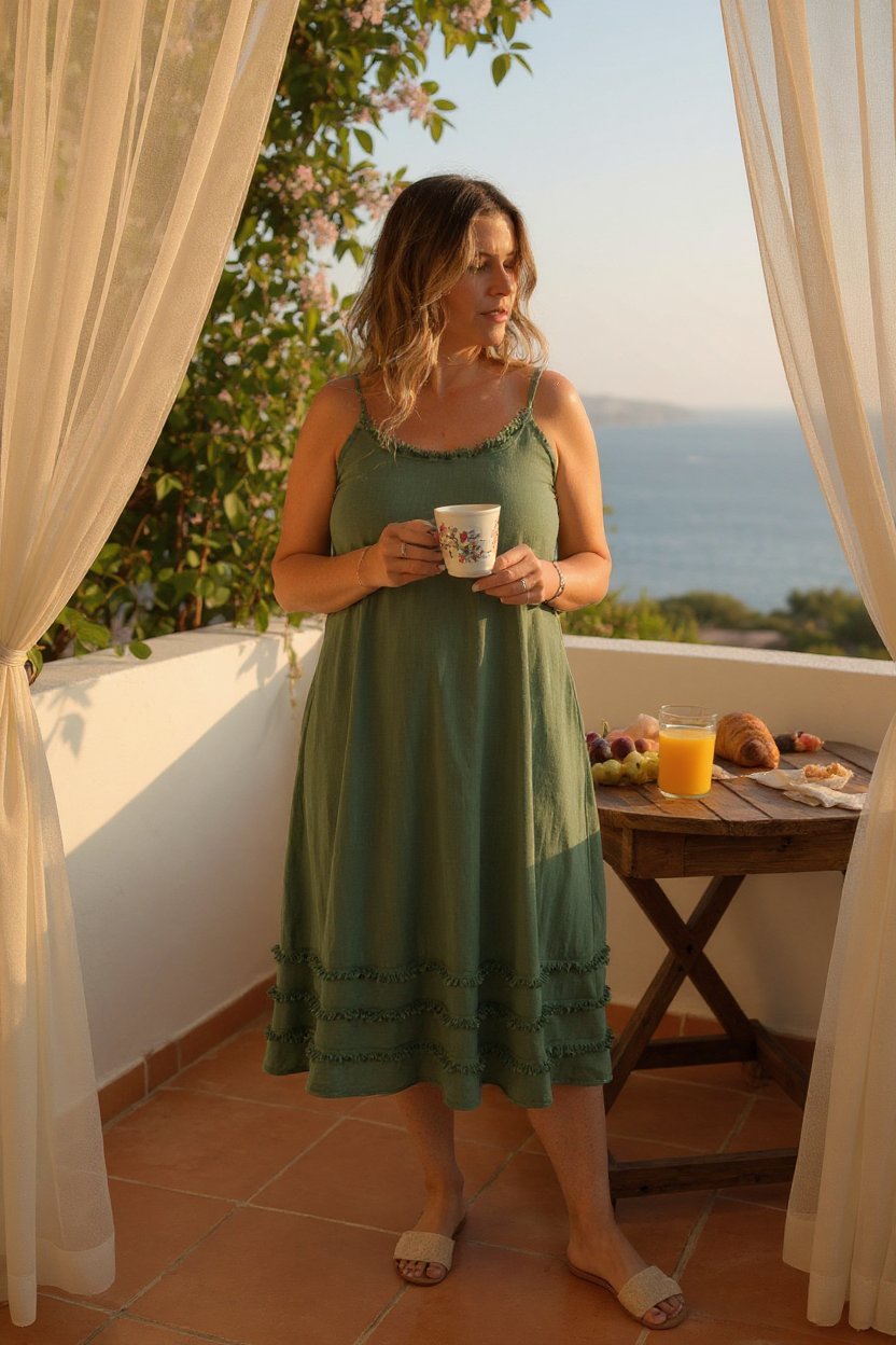 Fray Edge Linen Dress