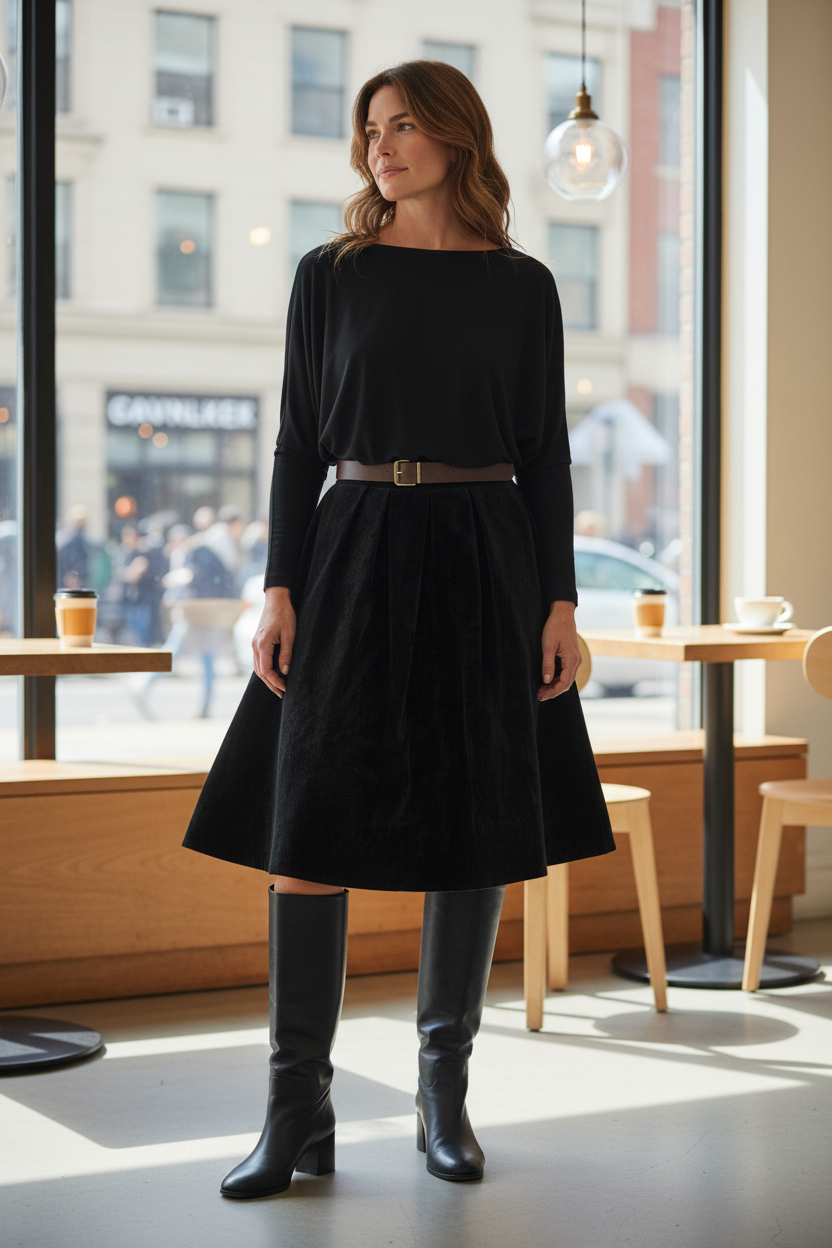 BK CORDUROY SKIRT W/BELT