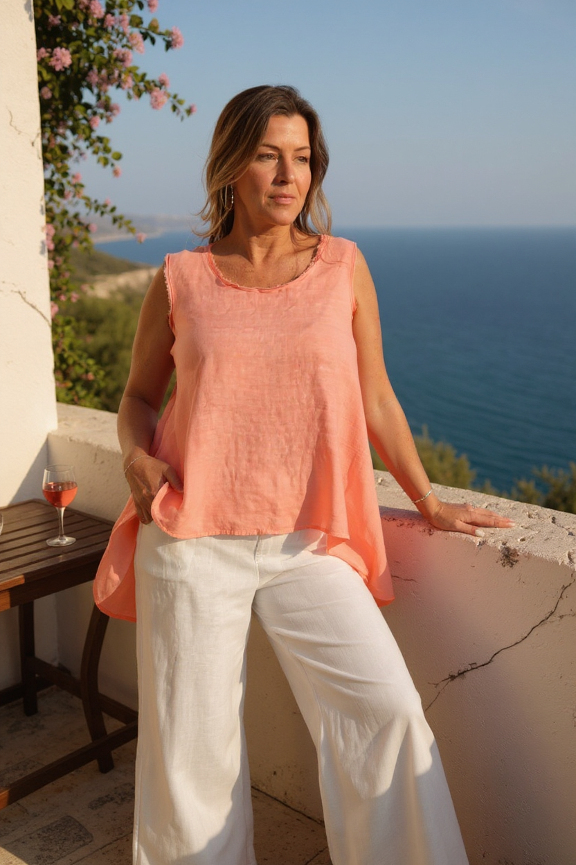 Fray Edge Linen Tank