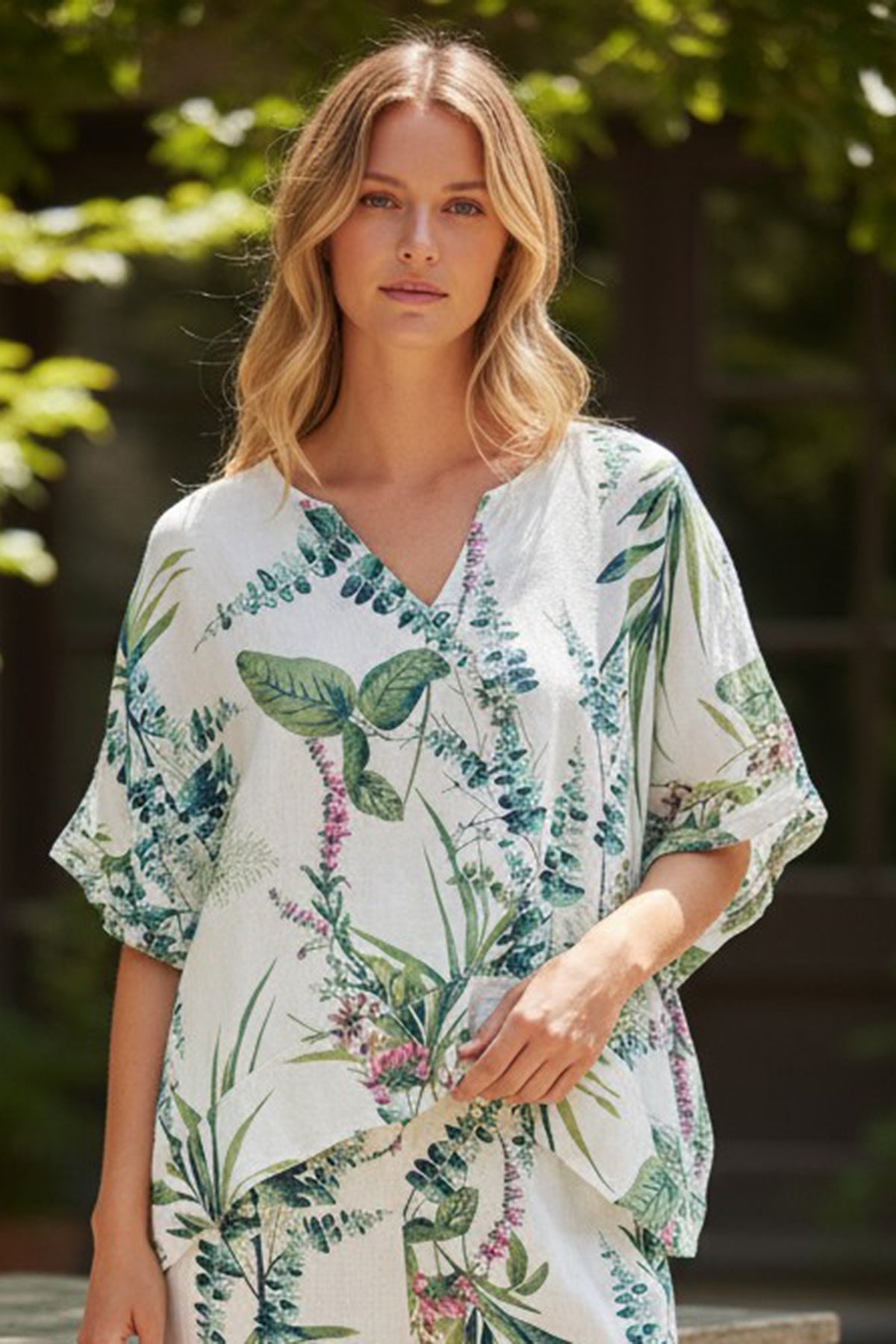 Tropical Linen Blend Top