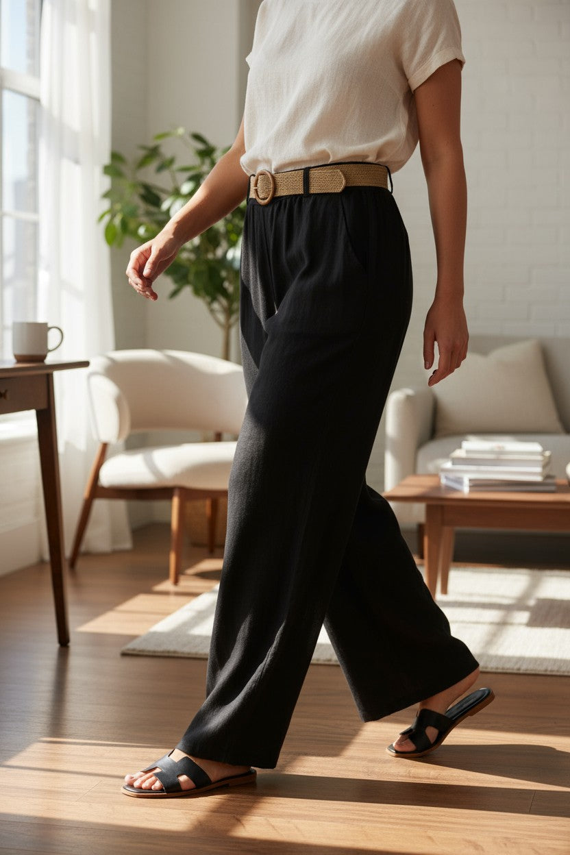 Linen Pant With Belt