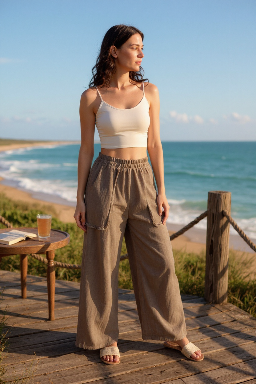 Fray Pocket Linen Pant