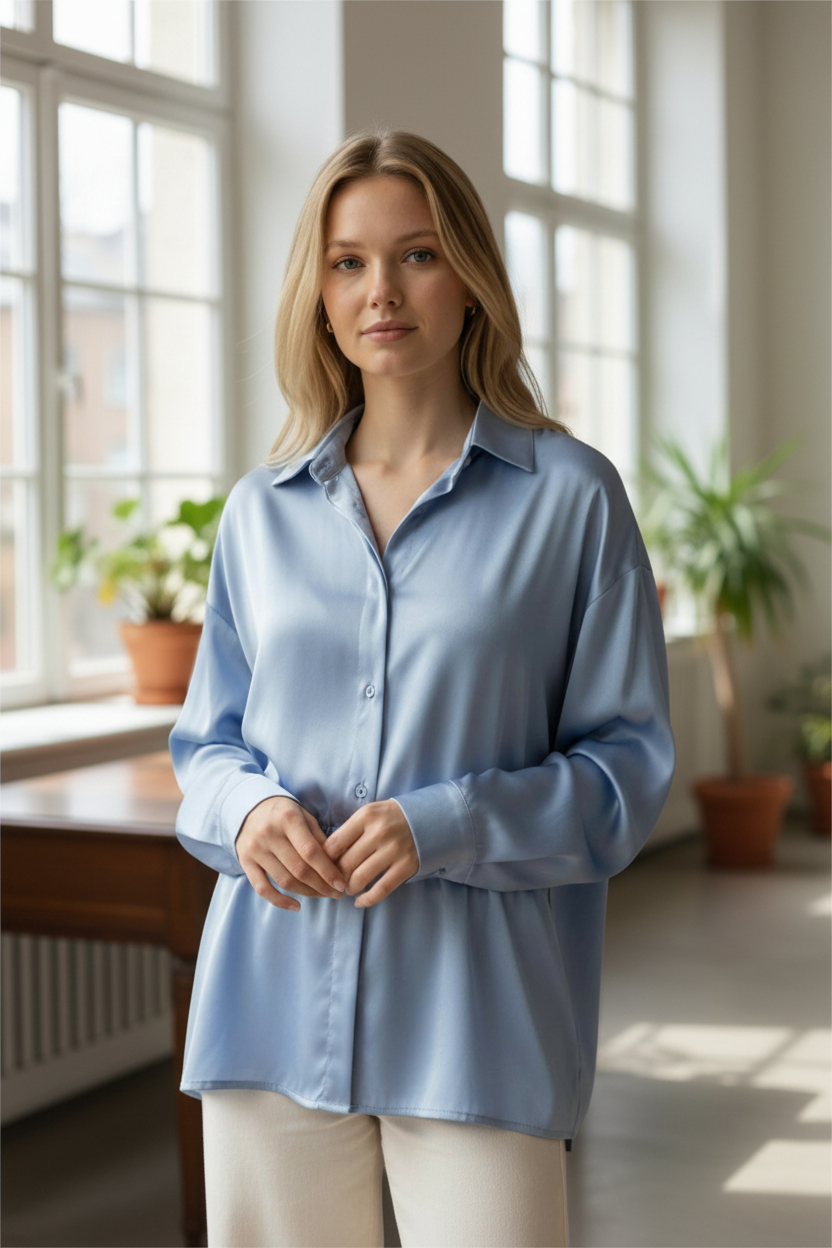 BL SATIN BUTTON DOWN SHIRT