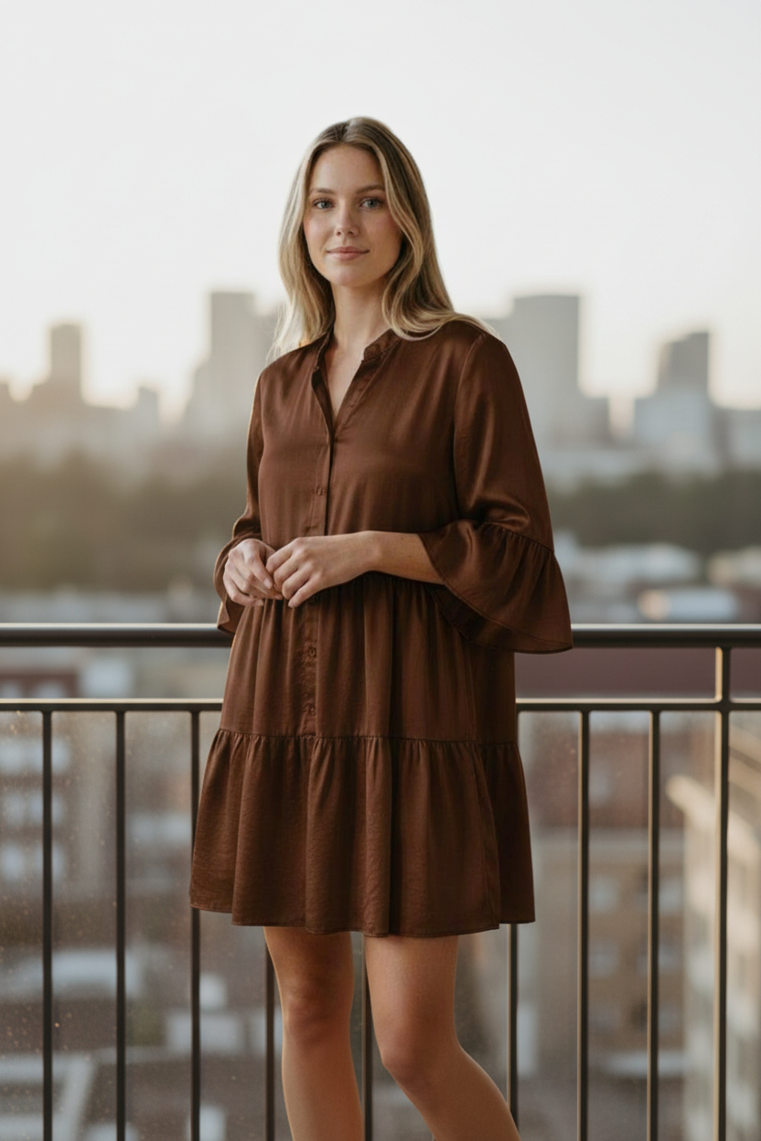 BR 3 TIER SATIN DRESS