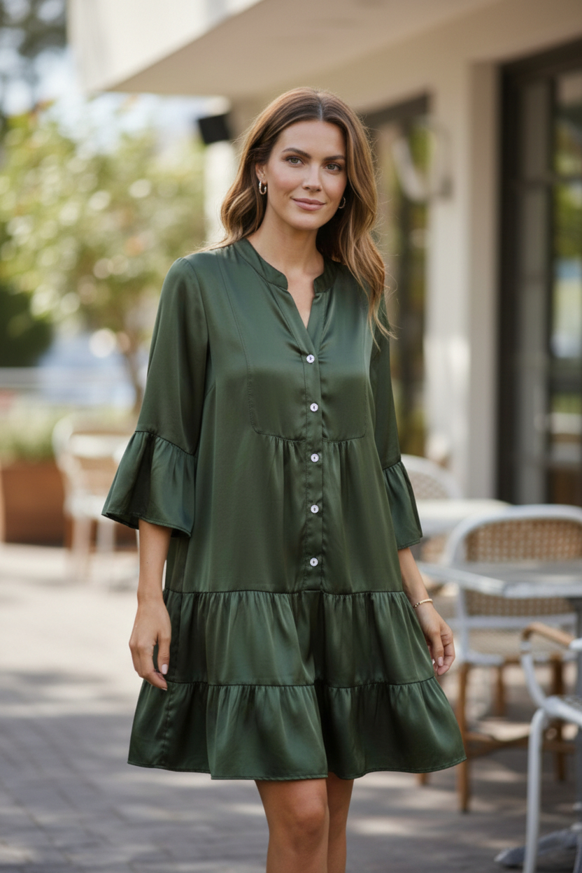 GR 3 TIER SATIN DRESS