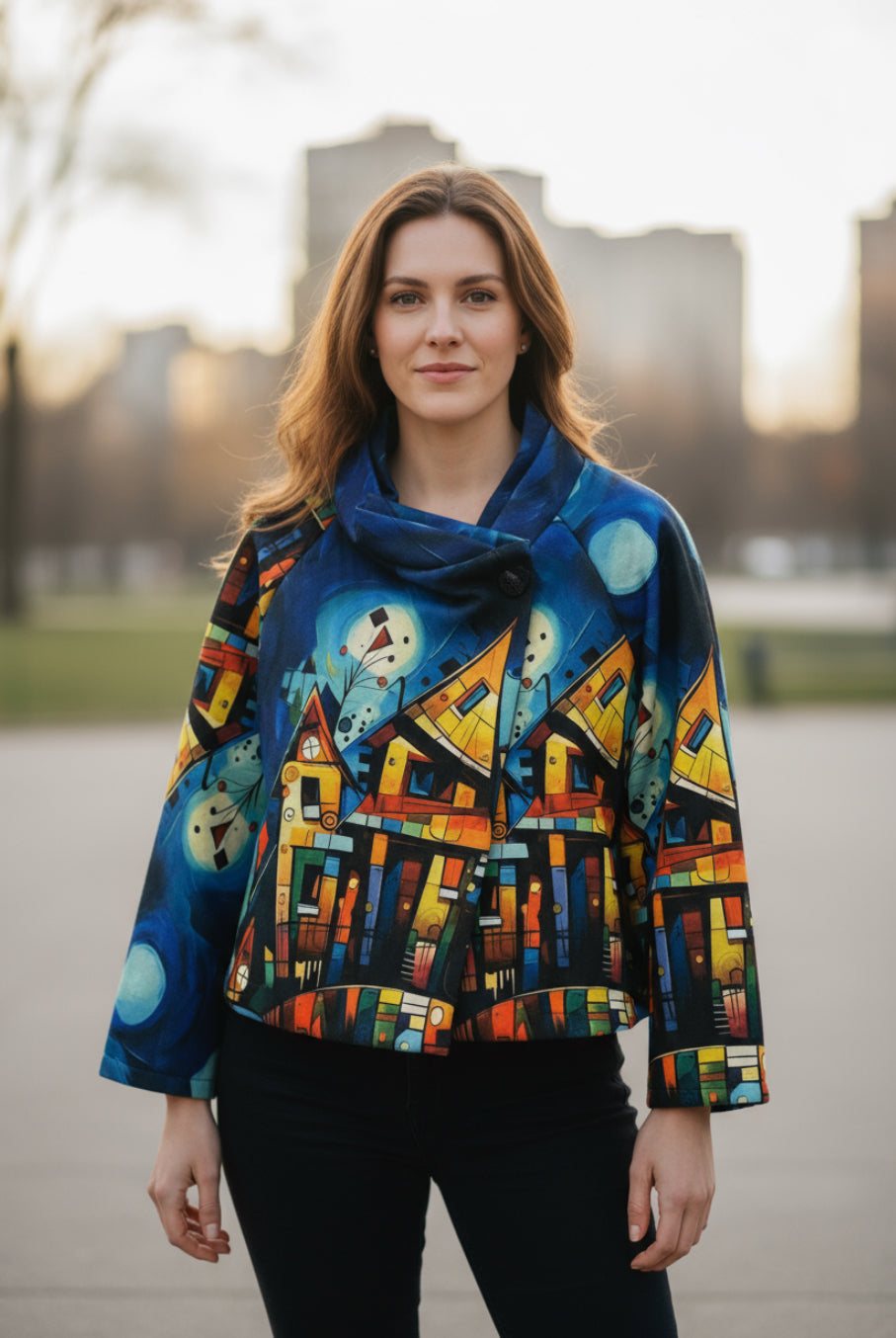 ABSTRACT HOUSE COWL NECK COAT