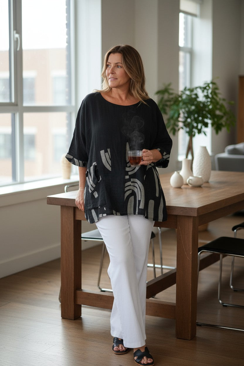 Abstract Print Top With Overlay