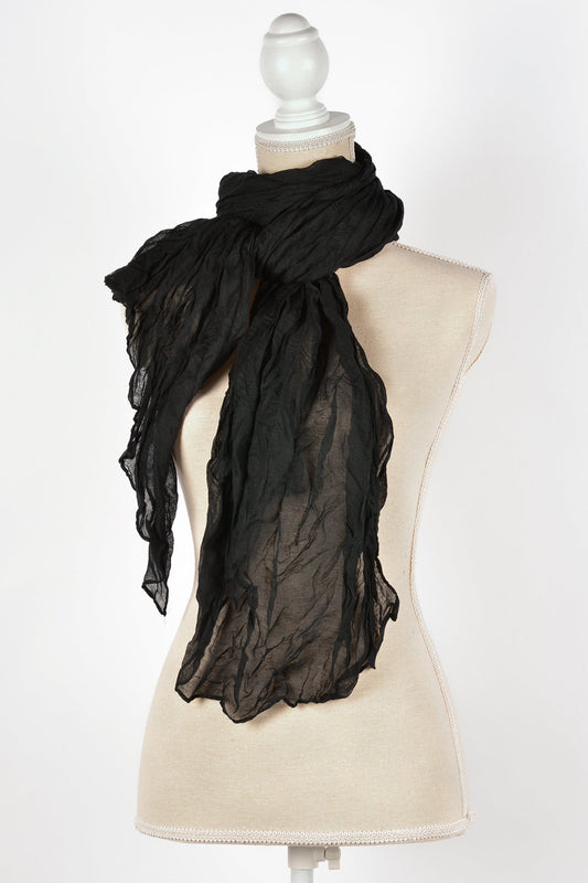 BK SOLID CRINKLE SCARF 28X72