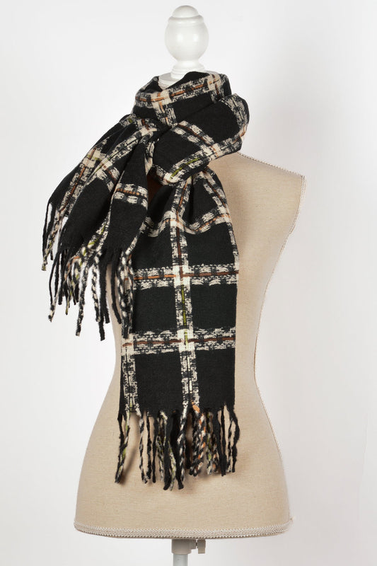 BK PLAID SCARF 26X72"