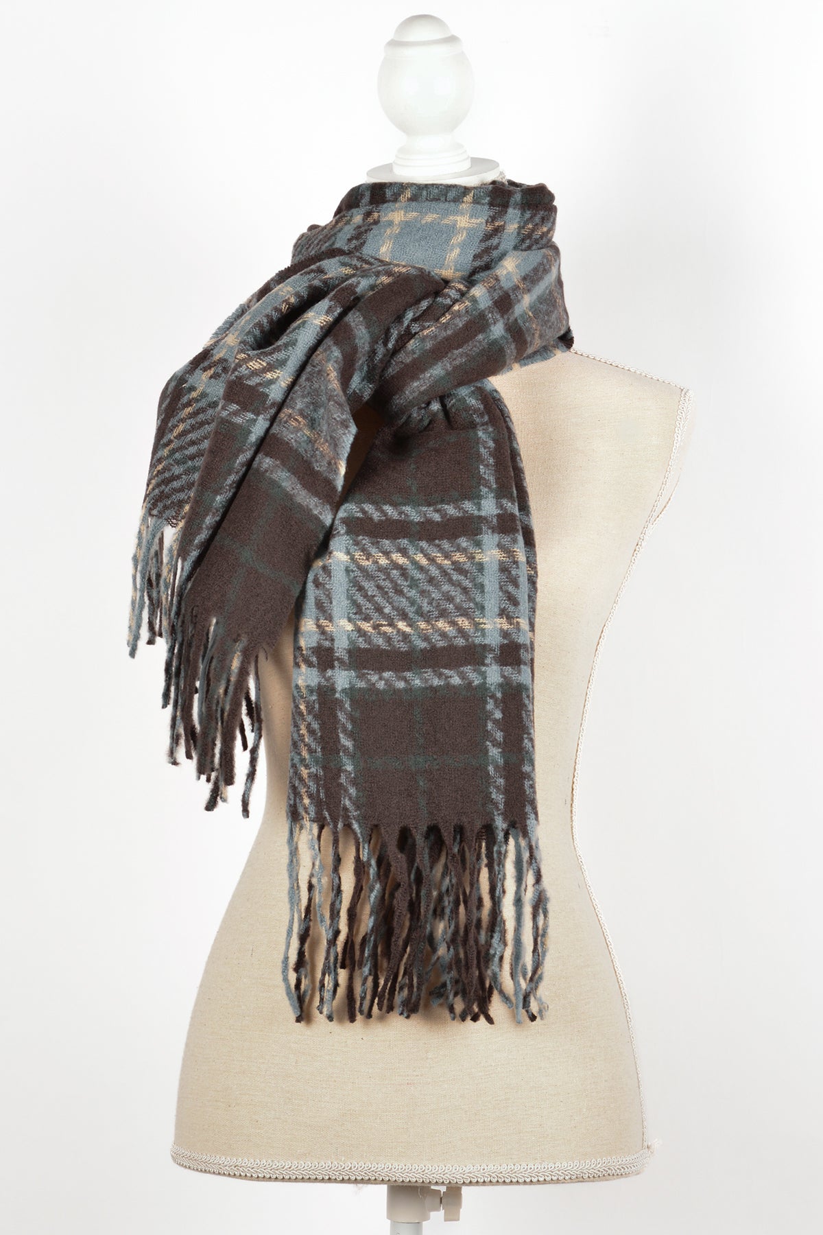 BL PLAID SCARF 26X72"