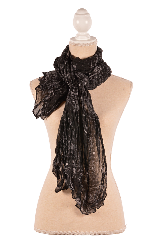 BK 31.5X71" PAISLEY SCARF