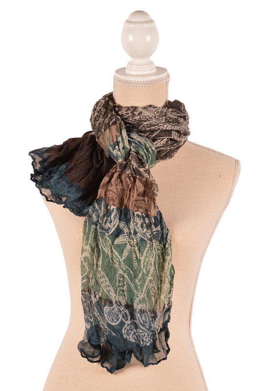 DGY 31.5X71" PALM PRINT SCARF
