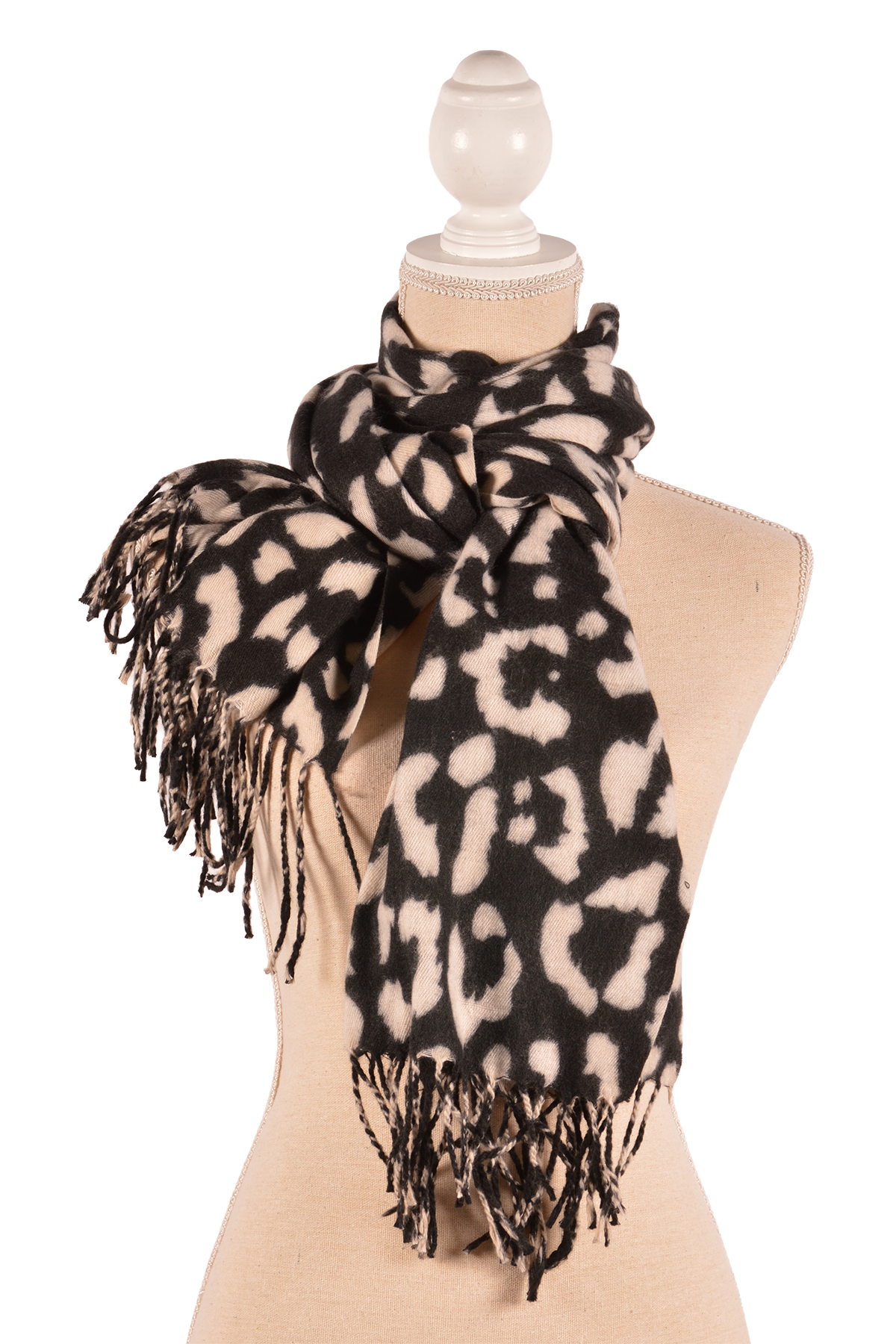 BK 27.5X71" LEOPARD SCARF