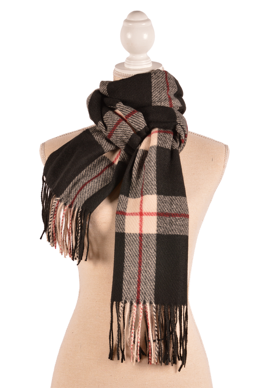 BK 26X71" PLAID SCARF