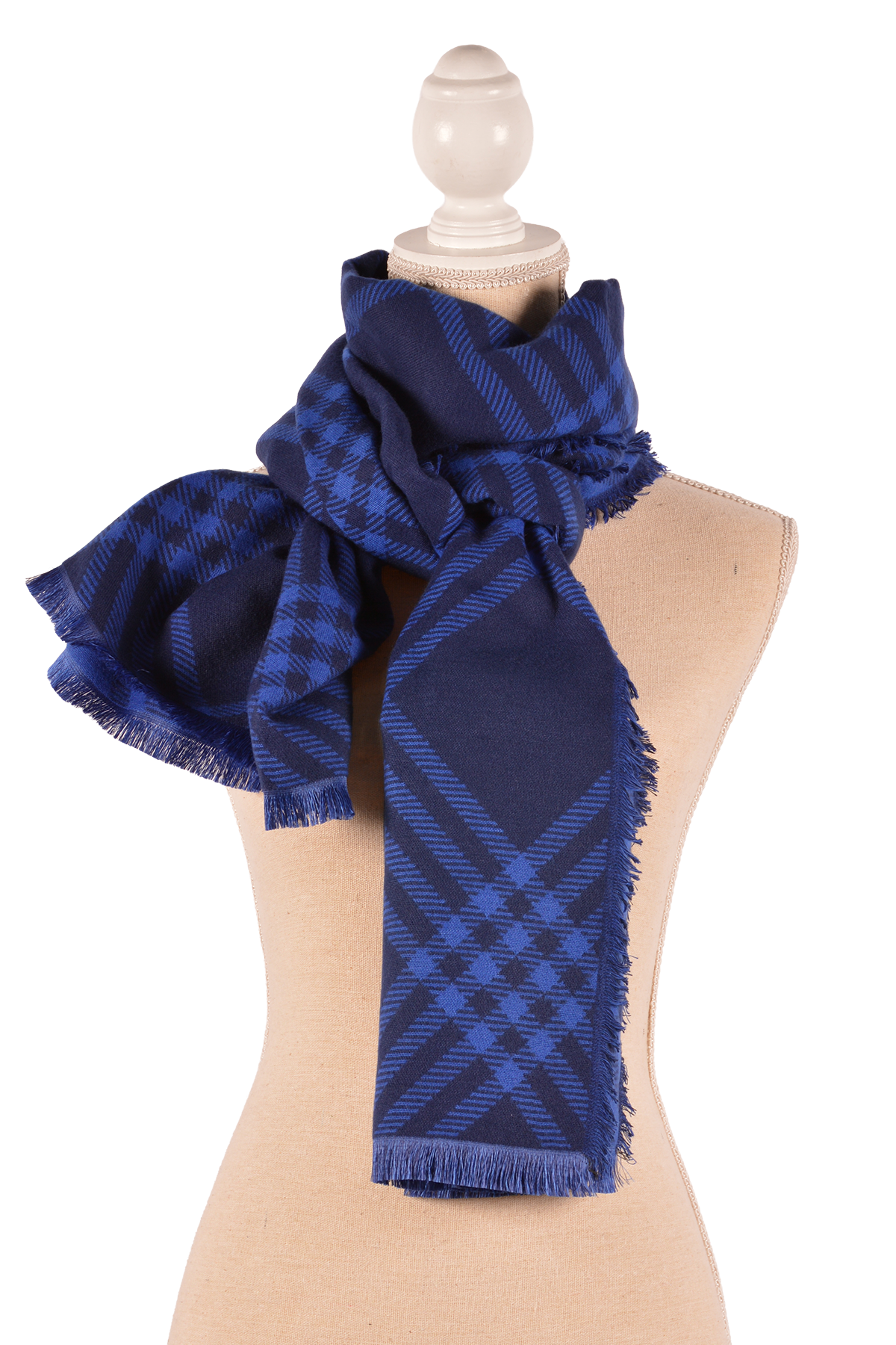 BL 24X75" DIA PLAID SCARF