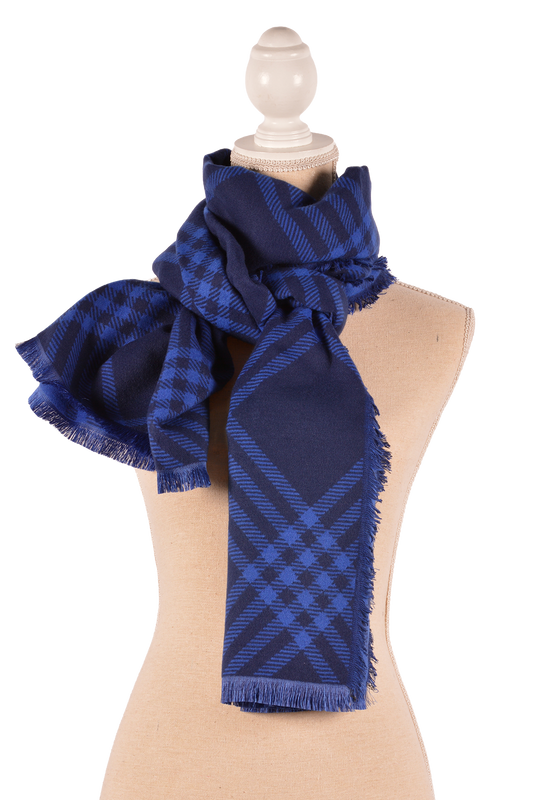 BL 24X75" DIA PLAID SCARF