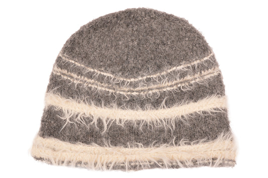 GY STRIPE FRAY KNIT HAT