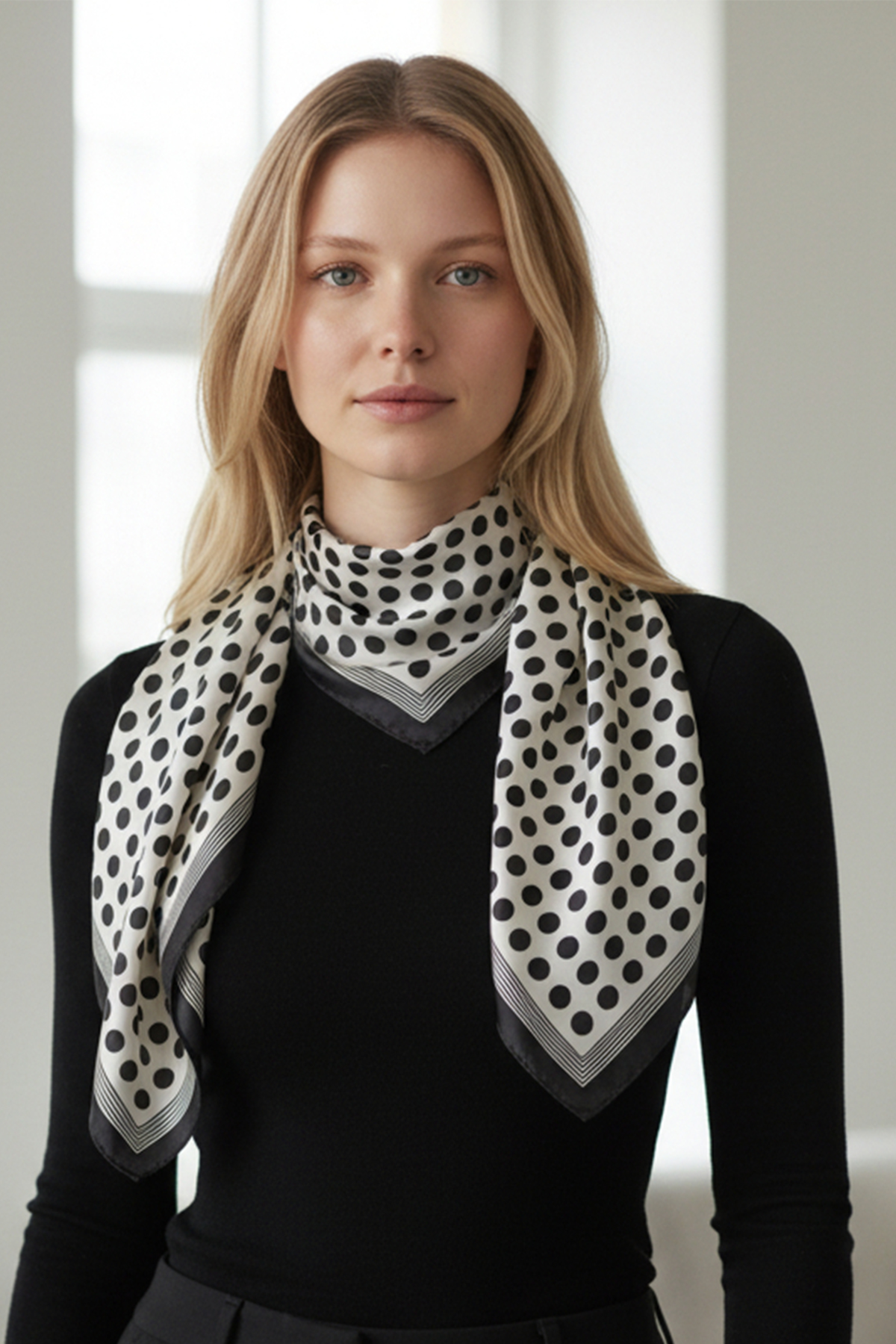 WH 27.5" SQ POLKA DOT SCARF