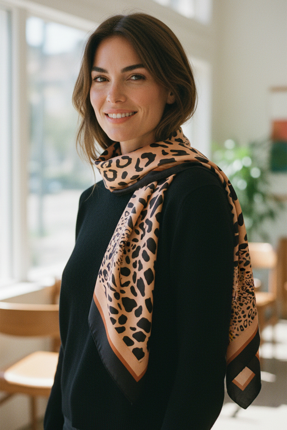 BK 27.5" COW PRINT SQ SCARF