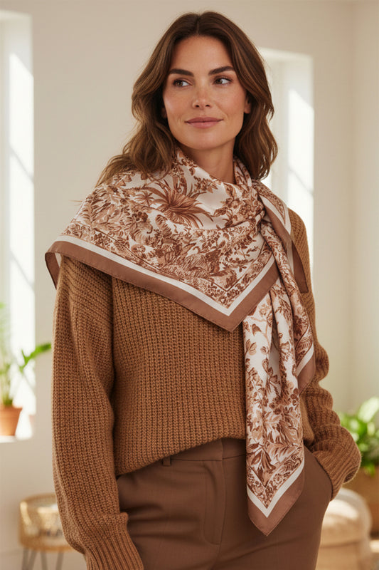 BR 35.5" FLORAL SQ SCARF