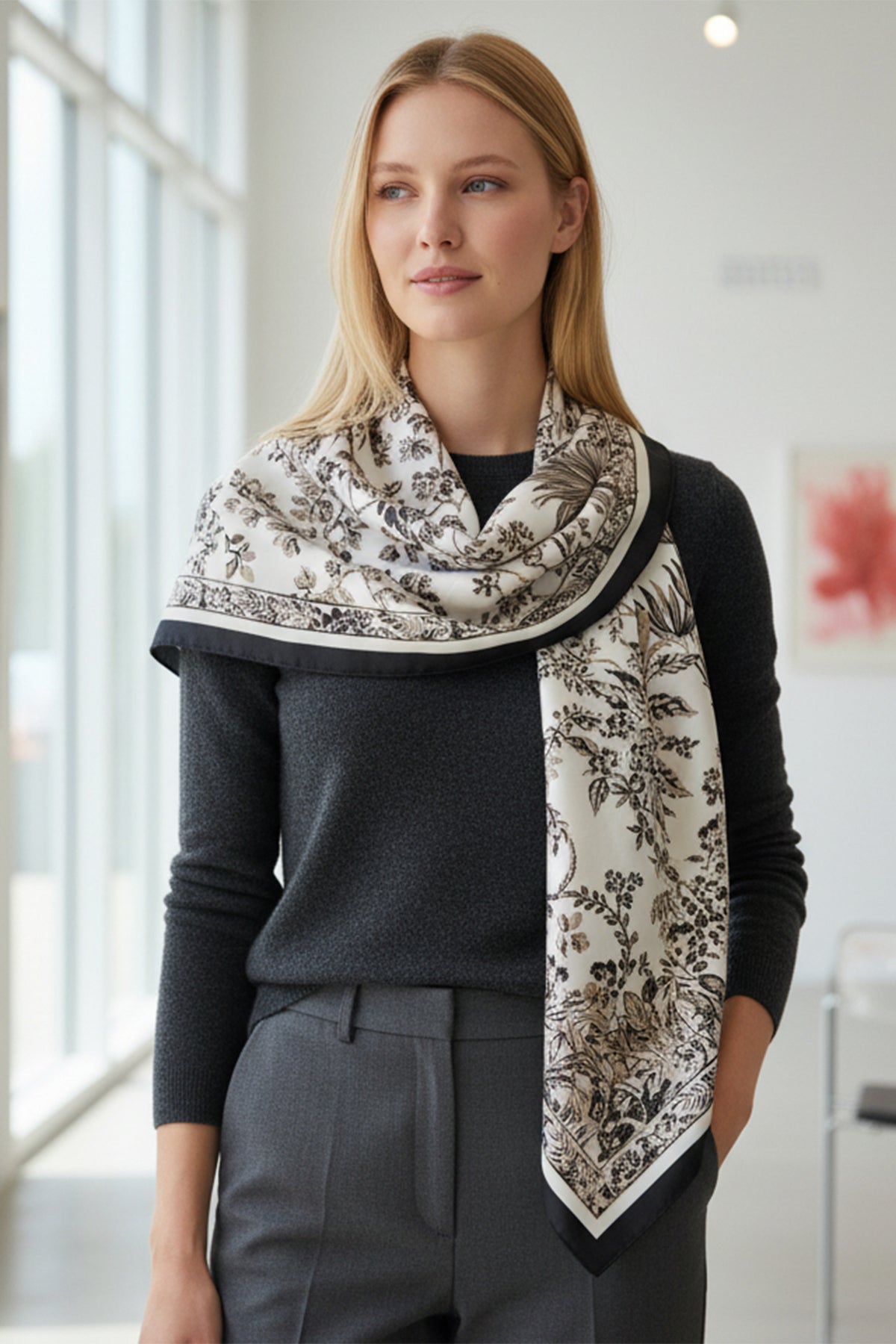 GY 35.5" FLORAL SQ SCARF