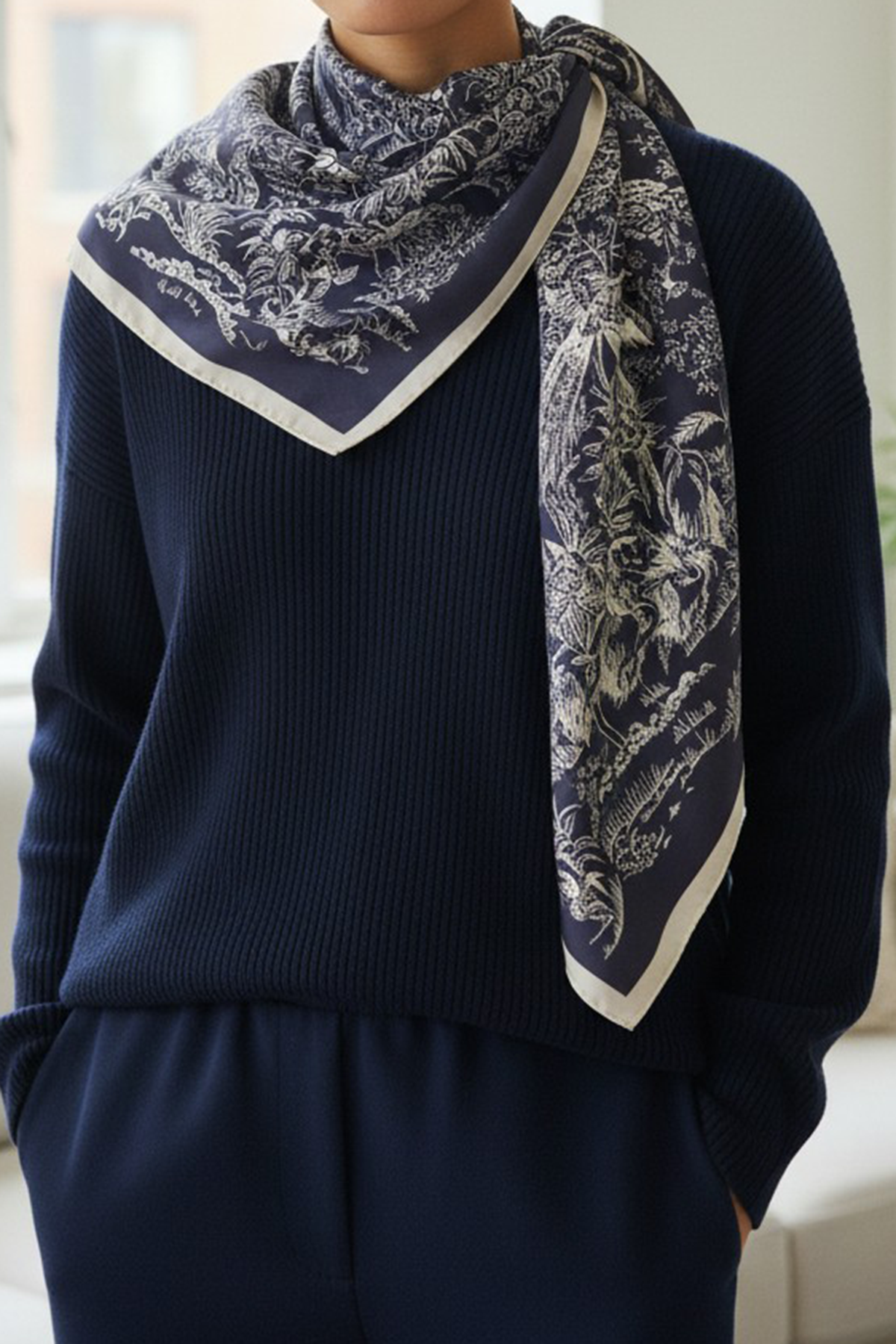 NA 35.5" BIRDS & FLR SQ SCARF