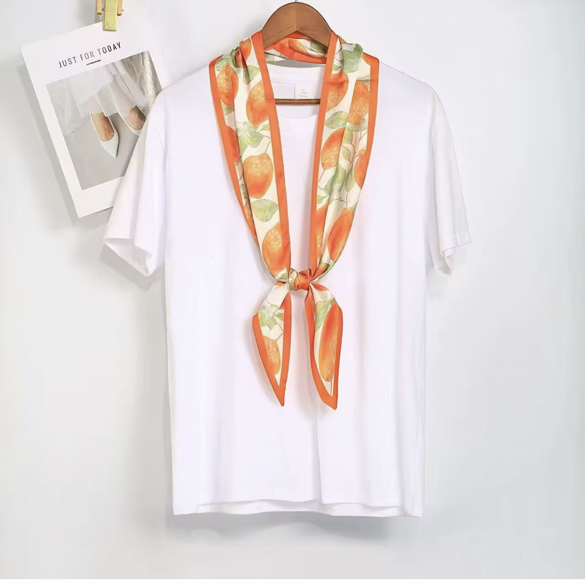 Oranges Print Skinny Scarf 5x57"