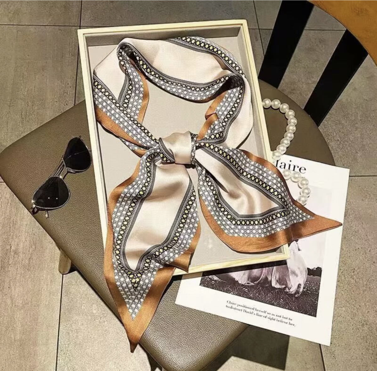 Geometric Skinny Scarf 5x57"