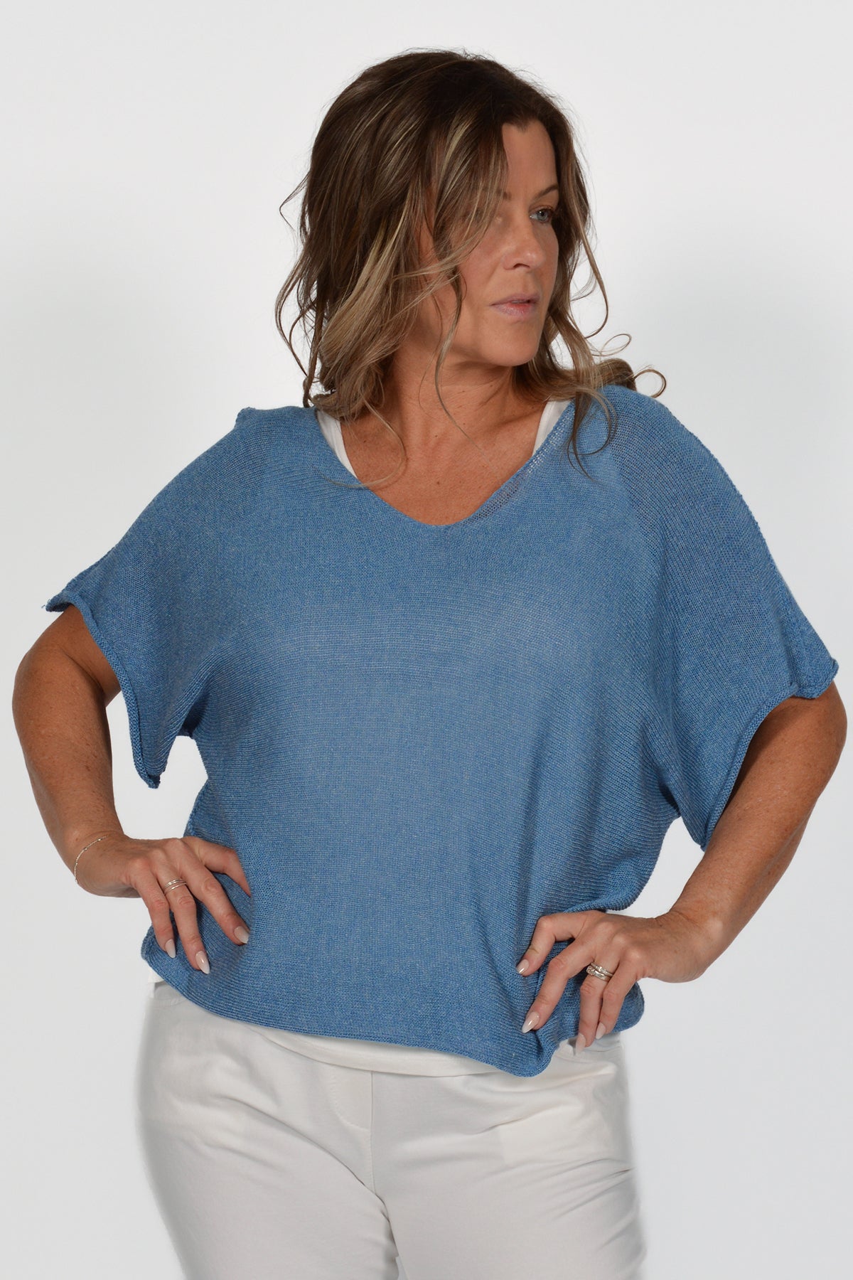 Short Sleeve Vneck Cotton Top