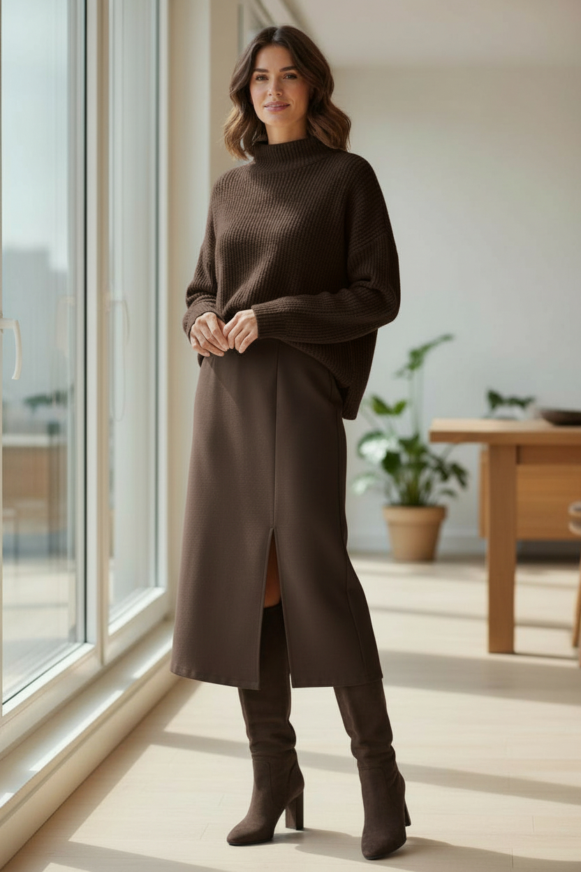 BR SCUBA SKIRT W/SLIT