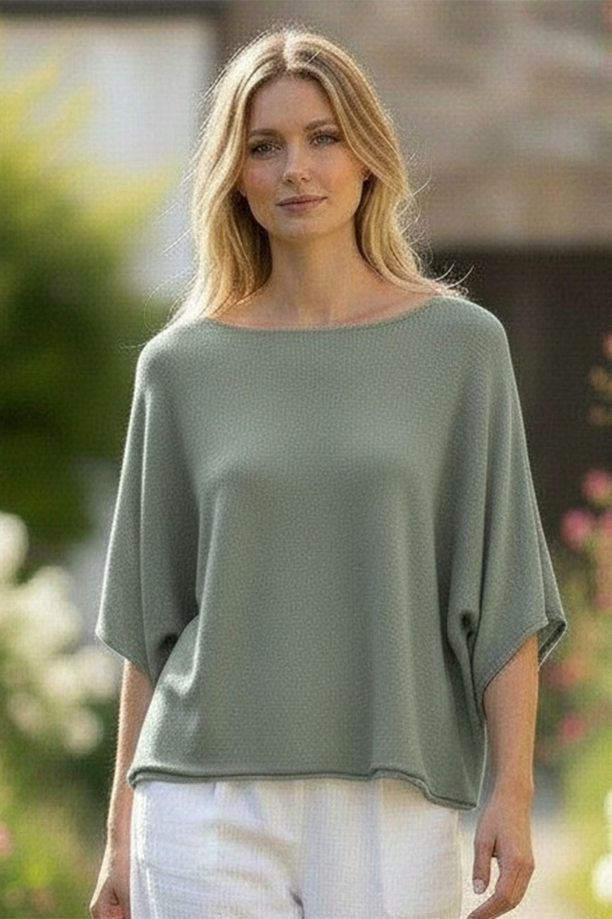 Short Sleeve Crewneck Cotton Blend Top