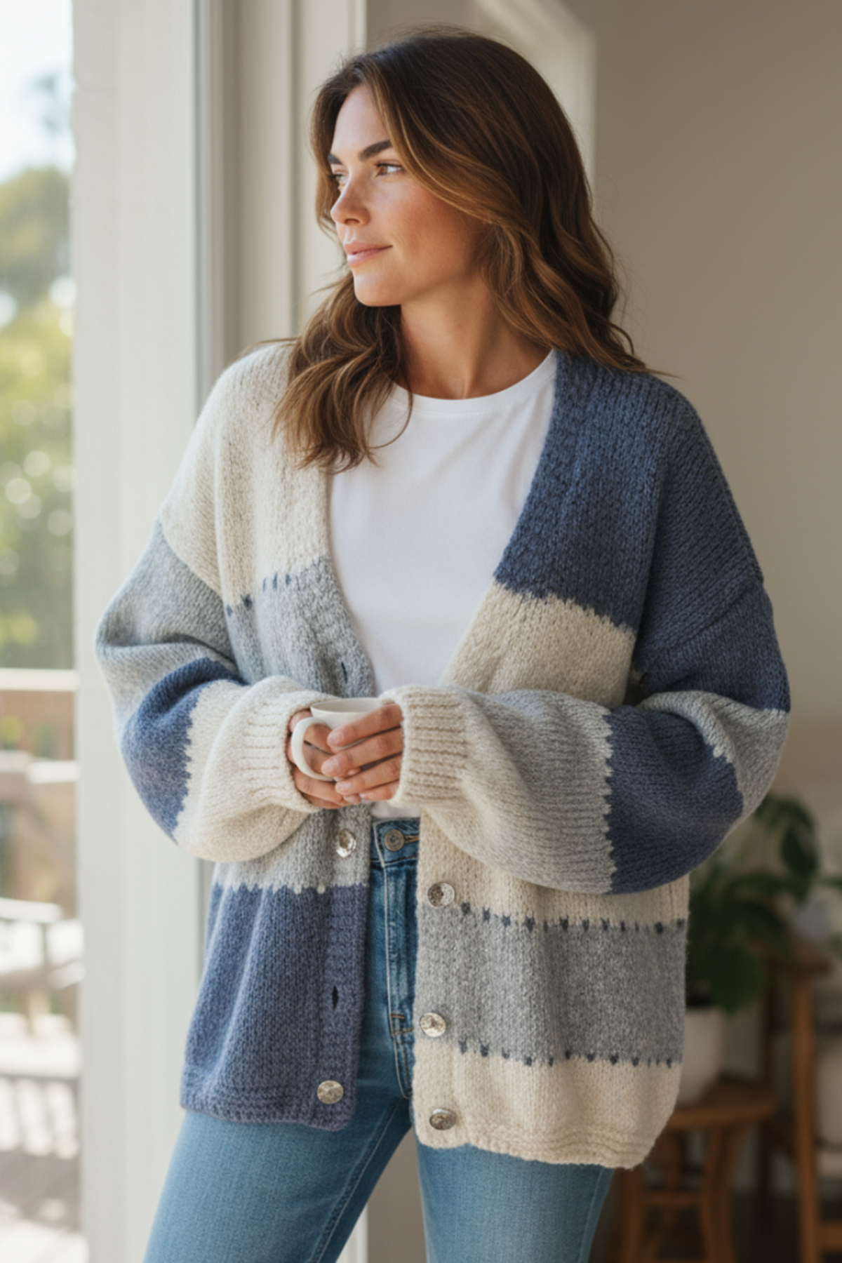 BJ COLOUR BLOCK CARDIGAN