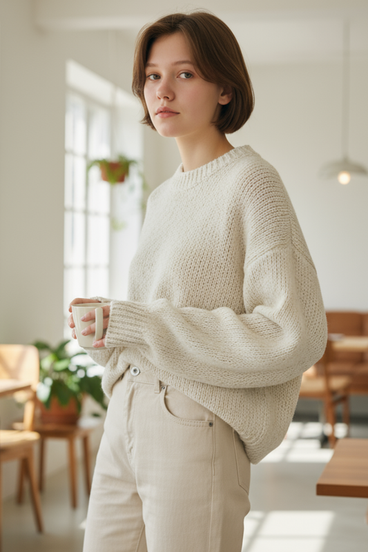 BE CHUNKY KNIT CREW SWEATER