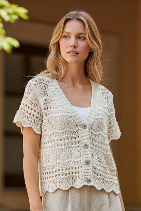Crochet Cardigan with Scalloped Edge