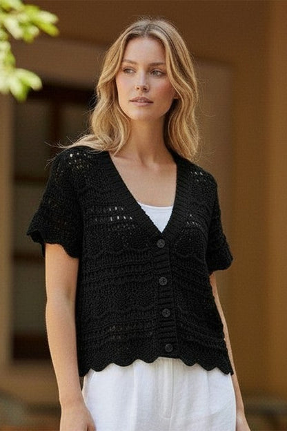 Crochet Cardigan with Scalloped Edge