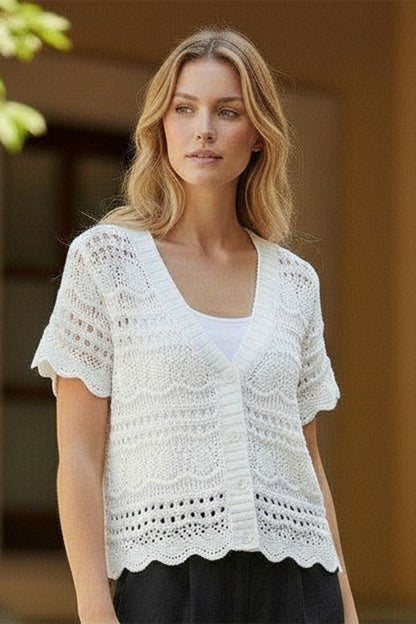 Crochet Cardigan with Scalloped Edge